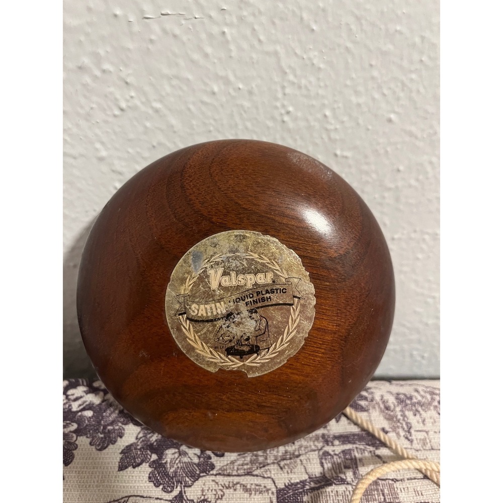 Vintage Kalmar Wood Yo-Yo Dark Brown Gloss Liquid Plastic Finish Mid Century Toy